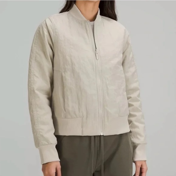 Lululemon Non Stop Bomber Jacket New With Tags Size 4 Raw Linen - Picture 1 of 13